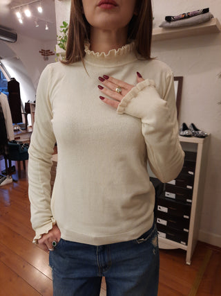 Maglia collo rouches Have One col. Panna