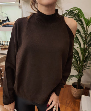 Lupetto cut-out monospalla Kontatto col. Testa di moro