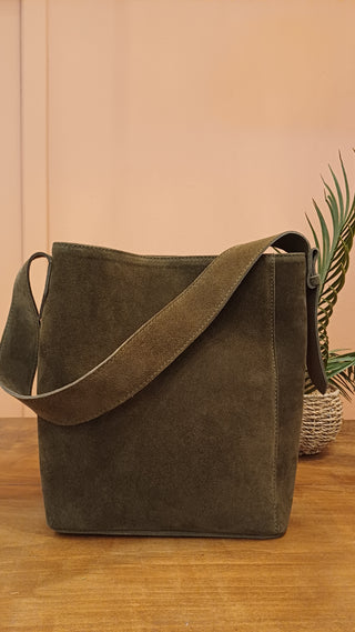 Borsa Vicolo scamosciata colore verde Militare
