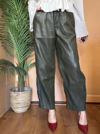 Pantaloni BSB ecopelle col. khaki 