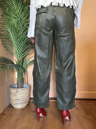 Pantaloni BSB ecopelle col. khaki 