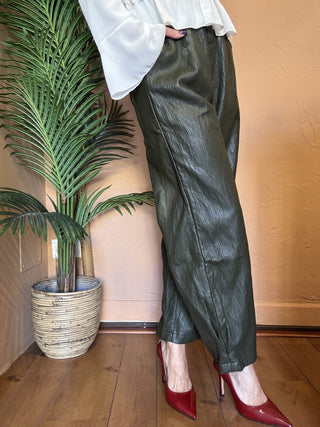 Pantaloni BSB ecopelle col. khaki 