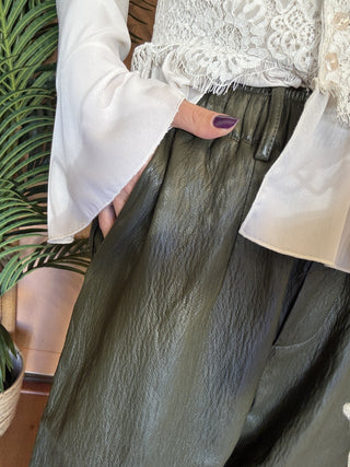 Pantaloni BSB ecopelle col. khaki 