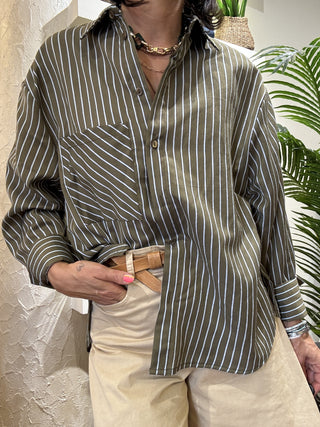 Camicia Haveone righe sottili col. olio 