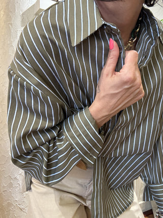 Camicia Haveone righe sottili col. olio 