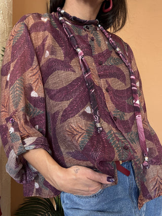 Camicia Haveone fantasia palme col. bordeaux 