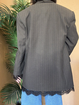 Giacca Haveone gessata pizzo col. marrone 