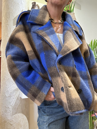 Giacca Haveone quadro col. bluette 