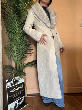 cappotto haveone collo pelliccia col. avena 