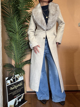 cappotto haveone collo pelliccia col. avena 
