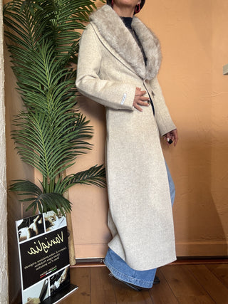 cappotto haveone collo pelliccia col. avena 