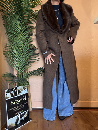 Cappotto Haveone collo pelliccia col. moro 