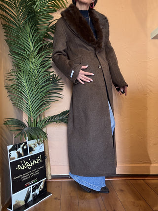 Cappotto Haveone collo pelliccia col. moro 