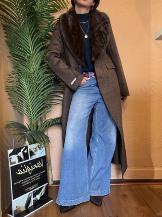 Cappotto Haveone collo pelliccia col. moro 