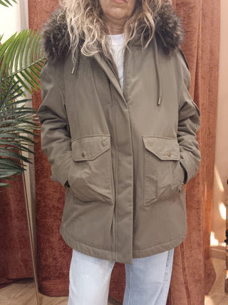 Parka Haveone collo pelo col.verde militare 