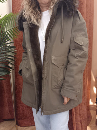 Parka Haveone collo pelo col.verde militare 
