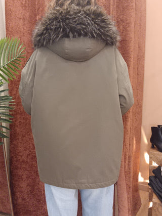 Parka Haveone collo pelo col.verde militare 