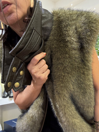 Gilet pelliccia Haveone col. militare 
