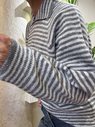 Maglia haveone rigata col. grigio perla 