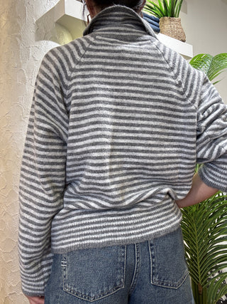 Maglia haveone rigata col. grigio perla 