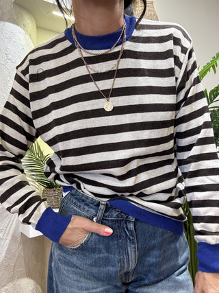Maglia Haveone righe col. burro moro blu 