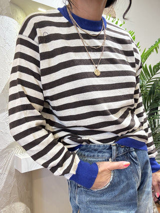 Maglia Haveone righe col. burro moro blu 