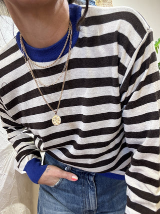 Maglia Haveone righe col. burro moro blu 