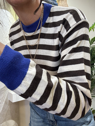 Maglia Haveone righe col. burro moro blu 