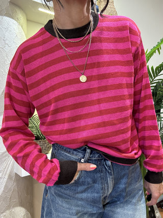 Maglia Haveone righe col. rosso fucsia moro 