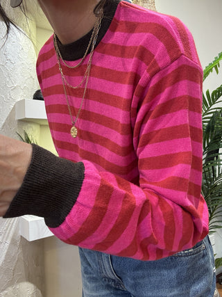Maglia Haveone righe col. rosso fucsia moro 