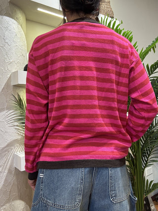 Maglia Haveone righe col. rosso fucsia moro 
