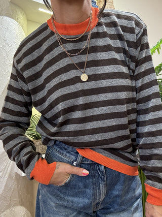Maglia Haveone righe col. grigio moro arancione 