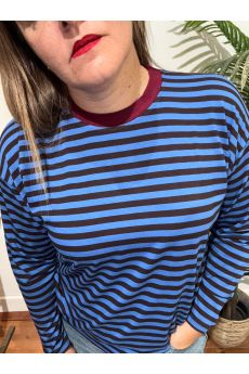 Maglia Haveone righe oversize col. bordeaux blu tabacco 
