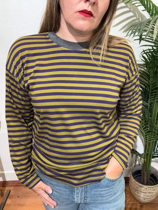 Maglia Haveone righe oversize col. melange viola olio 