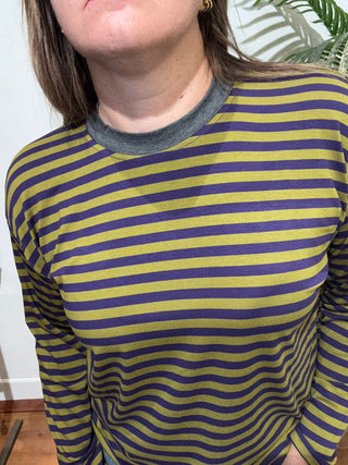 Maglia Haveone righe oversize col. melange viola olio 