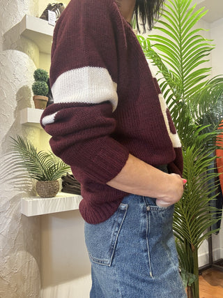 Maglione Kontatto nr.05 col. marsala/ panna 