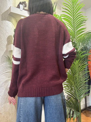 Maglione Kontatto nr.05 col. marsala/ panna 