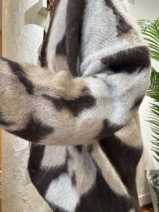 Cardigan Kontatto jacquard col. moka panna mastice 