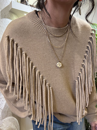 Maglione Kontatto frange col. mastice 