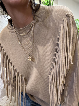 Maglione Kontatto frange col. mastice 