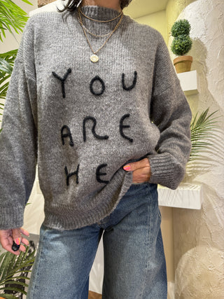 Maglione Kontatto ricamo col. grigio 