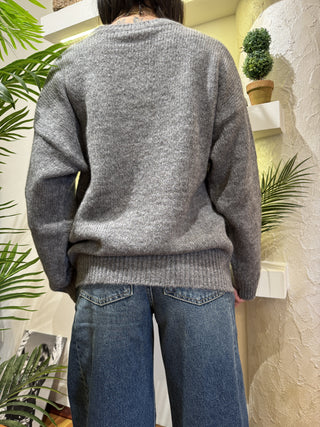 Maglione Kontatto ricamo col. grigio 