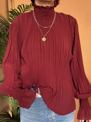 Camicia Kontatto plissè col. marsala 