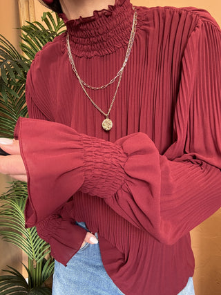 Camicia Kontatto plissè col. marsala 