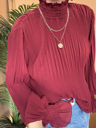 Camicia Kontatto plissè col. marsala 