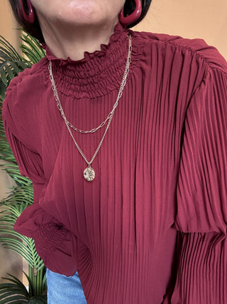 Camicia Kontatto plissè col. marsala 