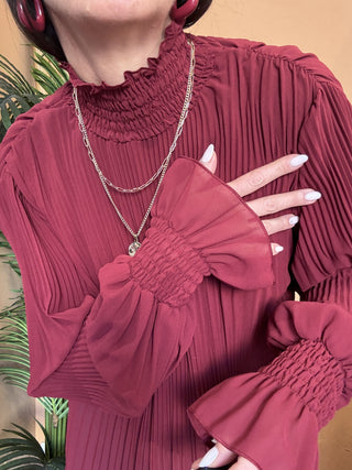 Camicia Kontatto plissè col. marsala 