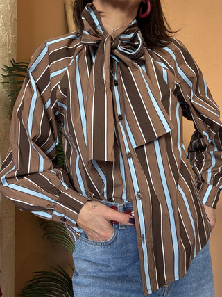 Camicia Kontatto righe fiocco 