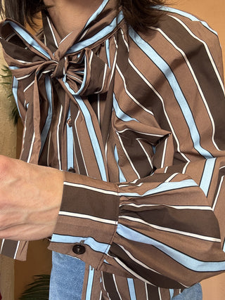 Camicia Kontatto righe fiocco 