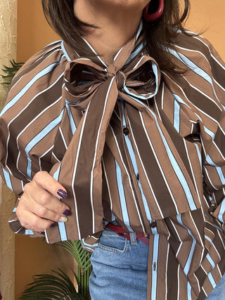 Camicia Kontatto righe fiocco 